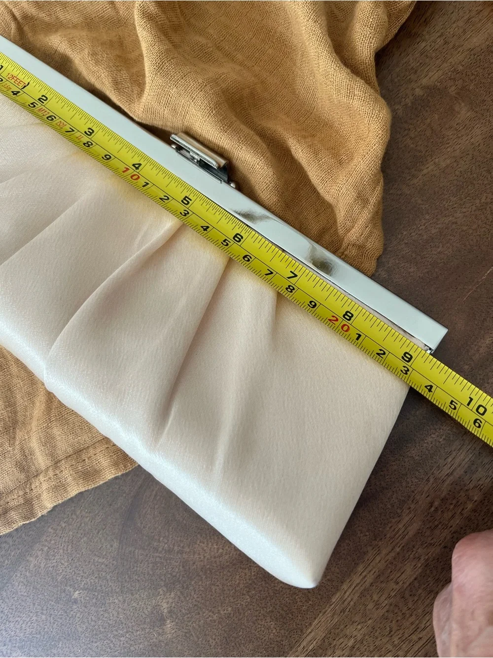 Gunne Sax by Jessica Mc Clintock Elegant Cream satin Pleated Clutch